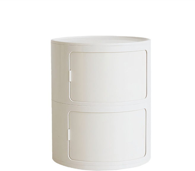 리빙숲 모던 원형 수납장 2단, 화이트, 2개
