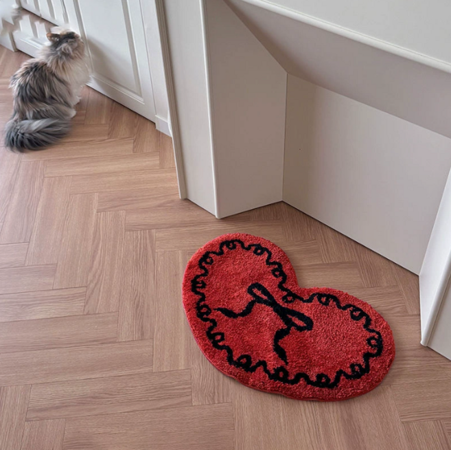 감성 하트 패션 디자인 리빙 논슬립 뽀송 귀여운 미니러그 발매트