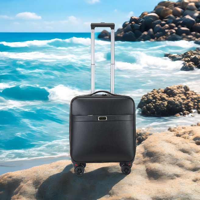 拉桿箱 旅行箱 萬向輪 商務登機箱, 1個, 黑色【拆卸輪】16寸