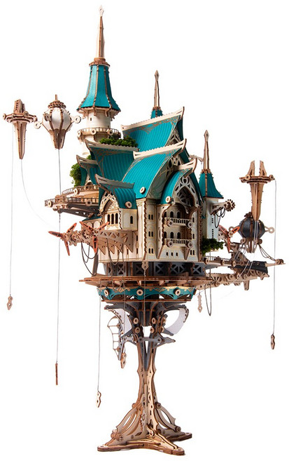 3D 우드퍼즐 스카이캐슬 하우캣정식수입 집중력 향상 DIY 퍼즐 1개 863피스, 우드