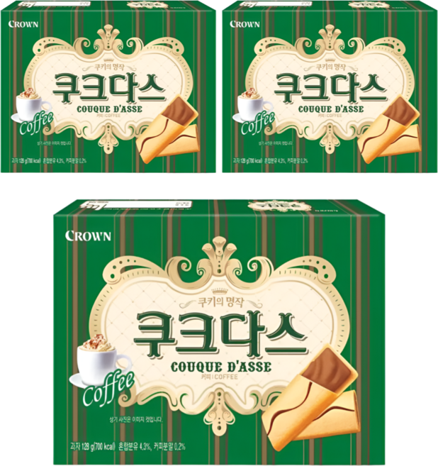 크라운 쿠크다스 커피슬림, 128g, 3개