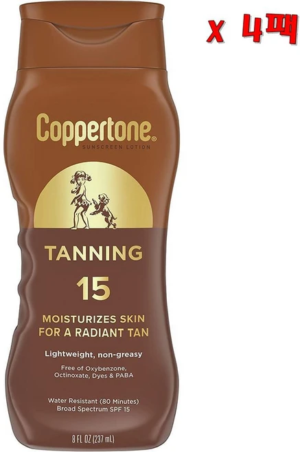 Coppertone 코퍼톤 태닝 썬크림 로션 SPF 15 237ml 4팩 - 쿠팡