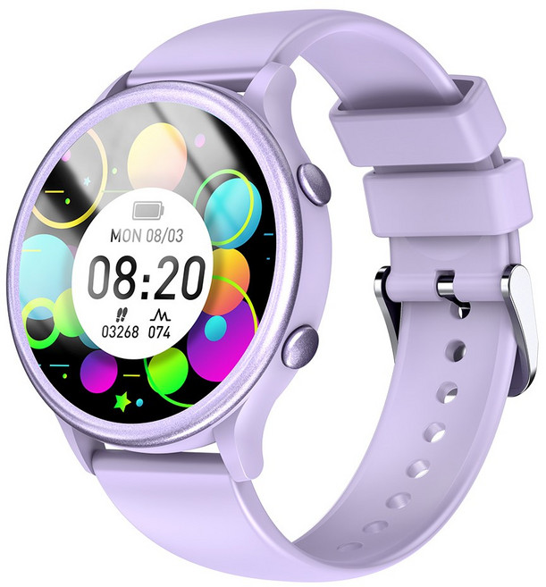 Luxeed 통화가능 스마트워치 1.27인치 원형 대화면 한국어 지원 운동 추적 밴드, 블루투스, 42mm, Lavender