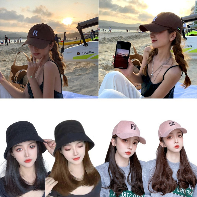 그루비앤 모자가발 항암가발 탈모가발모자 3종, 2.양갈래 캡, 브라운, 1개