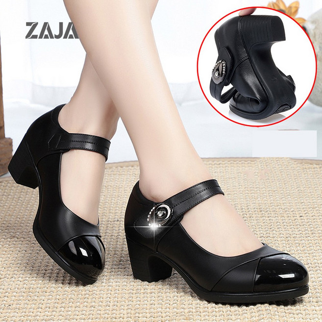 ZAJA 여성 펌프스 5CM 미들힐 구두 편한 오피스 스트랩 펌프스