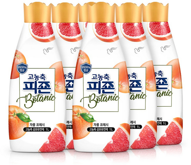 피죤 고농축 항균 보타닉 섬유유연제 자몽 프레시 본품, 1L, 6개
