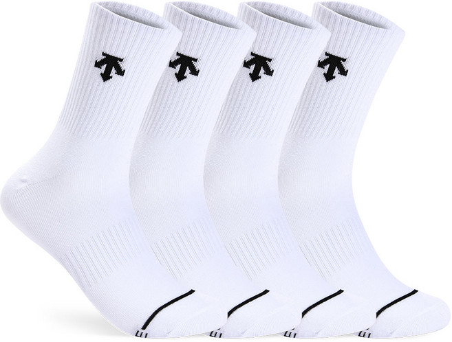 데상트 남성 바닥로고 중목양말 4P_WH, 4족세트_WH, FREE