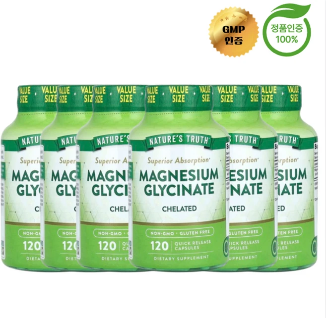 3+3 네이처스 트루스 글리신 마그네슘 킬레이트화 100mg 빠른방출 120정, 6개 - 쿠팡