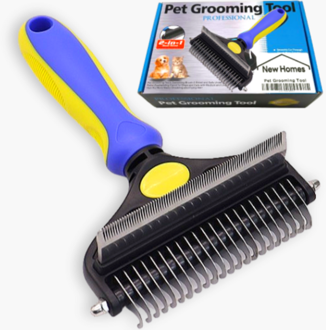 뉴홈즈 2in1 강아지 고양이 털제거 브러쉬 그루밍 슬리커, 대형 12cm, 1개