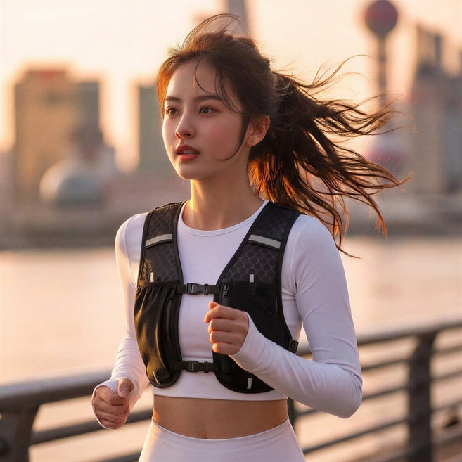 여섯시상점 경량 자전거 조깅 등산 러닝 조끼, 블랙