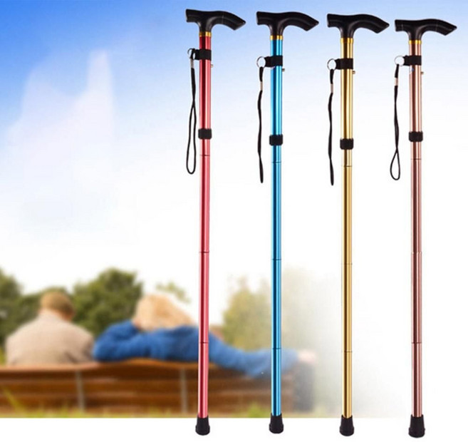 초경량 등산스틱 등산지팡이 등산장비 T자형, 블루, 1개