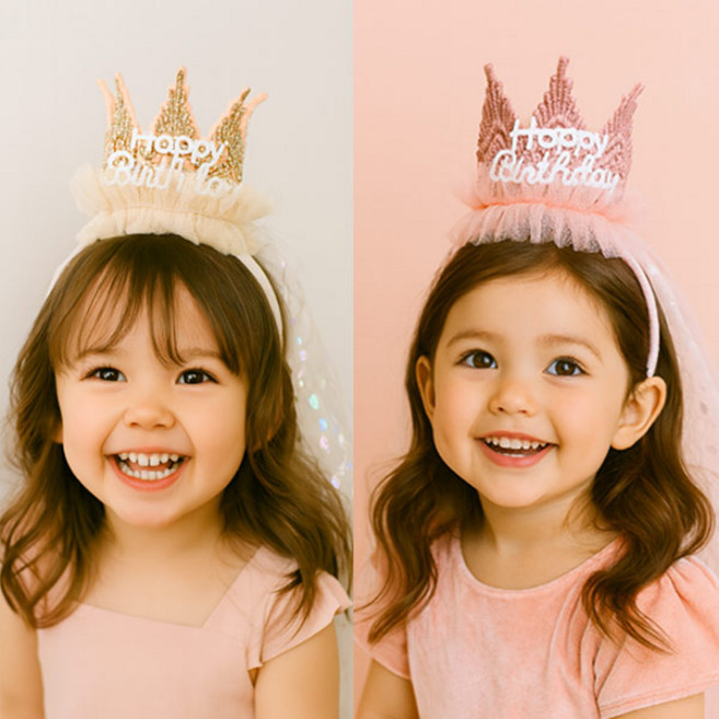 몽실이 생일왕관 베일리 머리띠 크라운 파티 면사포 헤어밴드 기념일 사진촬영 공주 주인공