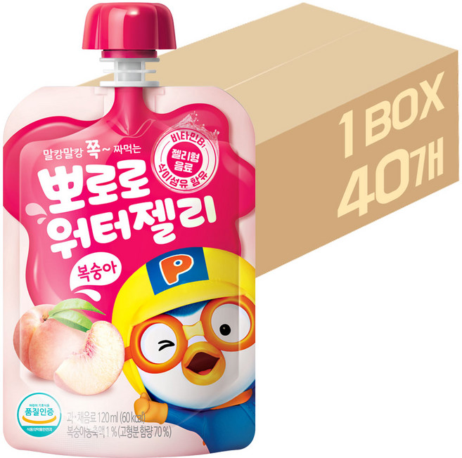 팔도 뽀로로 워터젤리 복숭아, 120ml, 40개