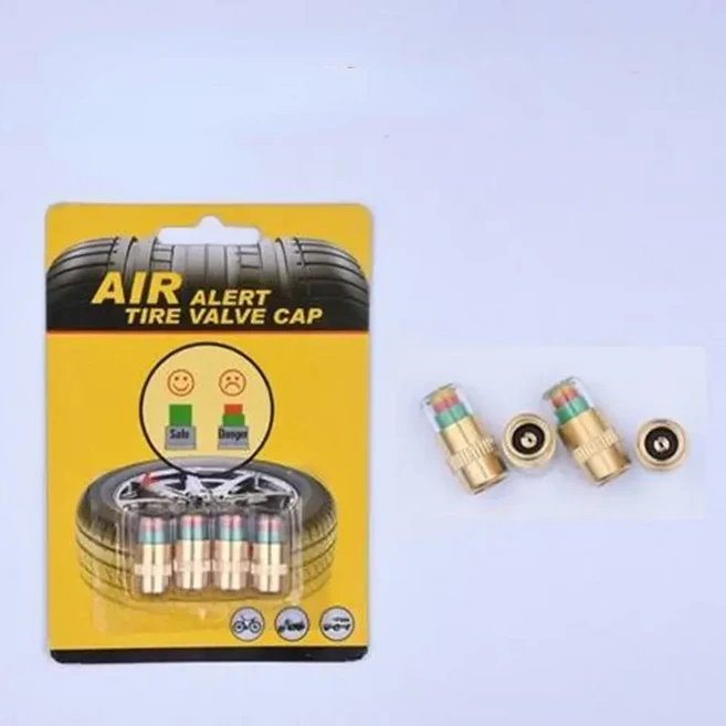 4pcs 자동차 타이어 압력 표시기 게이지 경고 모니터링 밸브 캡 센서 외부 감지