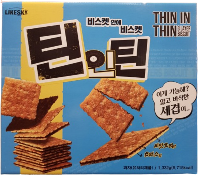 얇고 바삭한 3겹 쿠키 틴인틴 비스켓 (60개입) 츄러스맛 [코스트코]