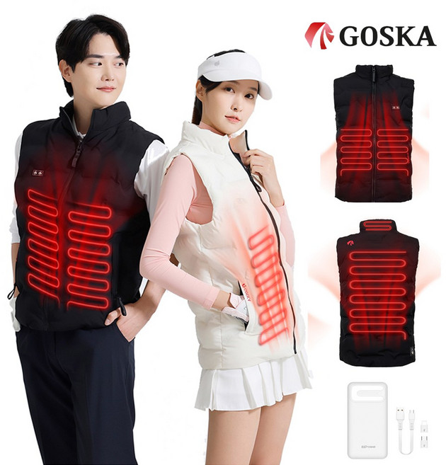 고스카 발열조끼 최신형 프리미엄 스마트 남녀공용 생활방수 패딩조끼(배터리포함)