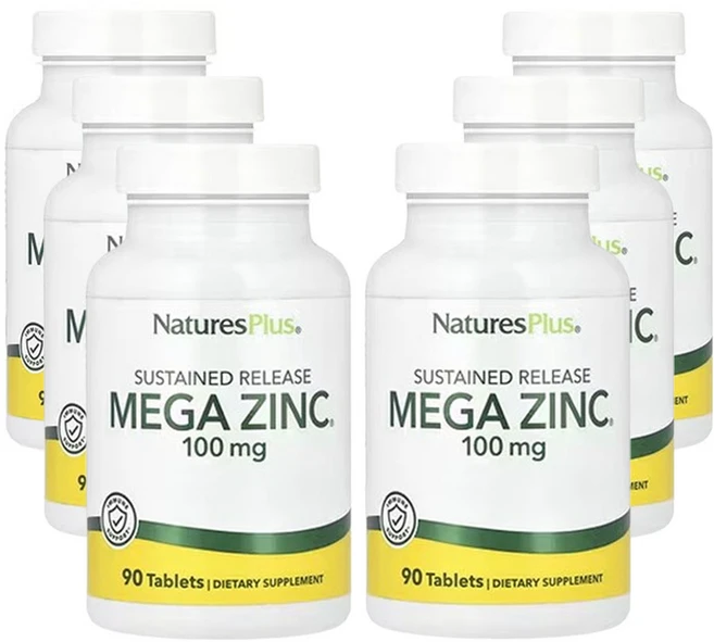 네이처스플러스 지속 방출 메가 아연 100mg, 6개, 90정 - 쿠팡