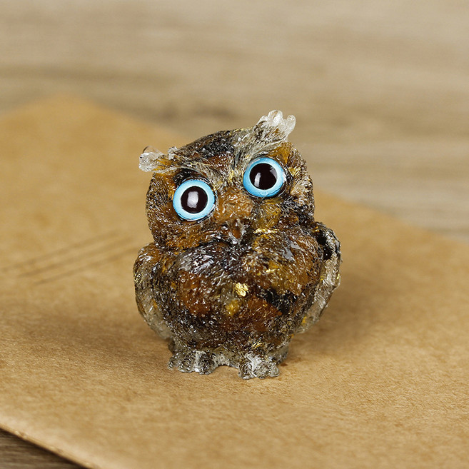 크리스털 부엉이 식탁 장식 금전운 세공품, 벽새+금박