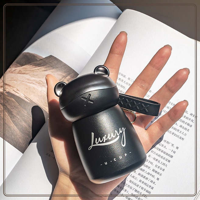 DarjinQD 스테인레스 보온보냉 텀블러미니 120ml 선물 책가방 장식, 블랙(썸머걸), 1개