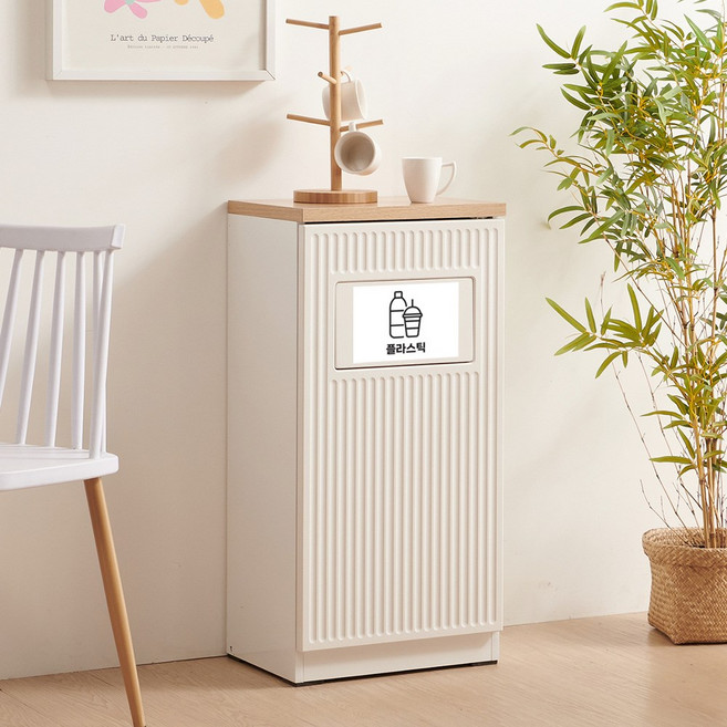 동화속나무 대용량 가정용 카페 사무실 3단 재활용 분리수거함, 화이트