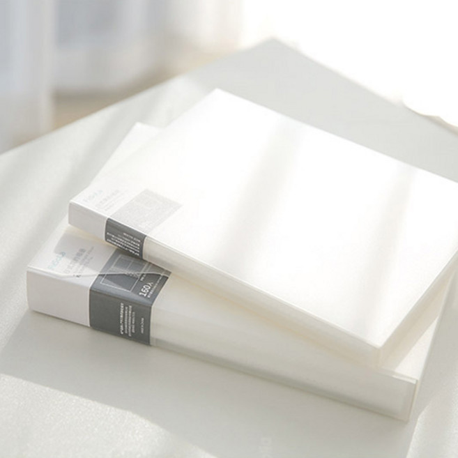 심플 3x4 사진 포켓식 앨범 고급 2개, 소형-화이트-80매