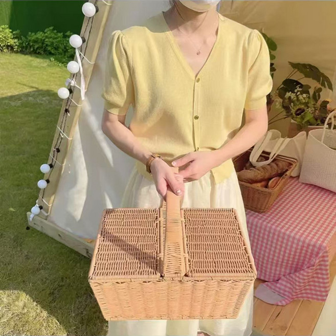 DUOMIHAN여성 카브라넥 반팔 니트 가디건 슬림핏 데일리룩WZS60419