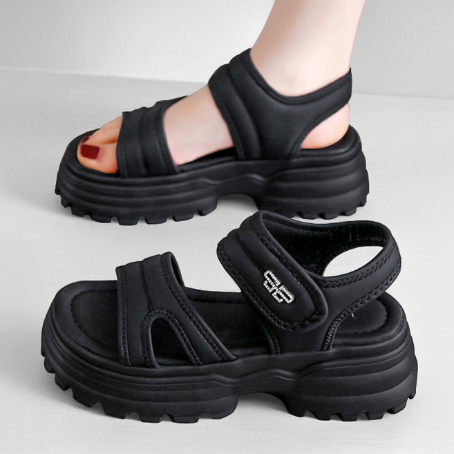 Modern Fashion 여성 발편한 키높이 벨크로 샌들 X88