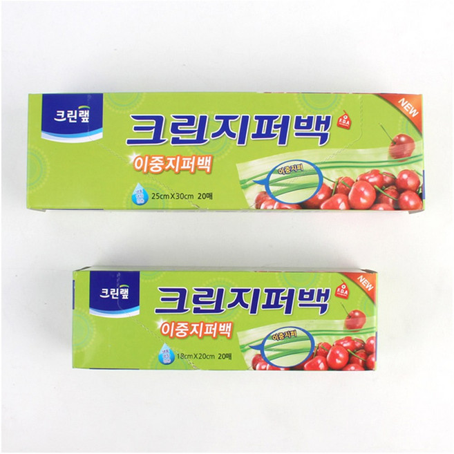이샵 크린랲 크린 지퍼백 이중지퍼 18cmx20cm 20매 자취필수템 비닐백 사용이편리한, 1개
