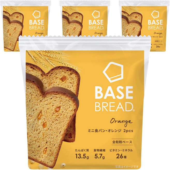 베이스푸드 베이스 브레드 미니 식빵 오렌지 2개입, 88g, 4개
