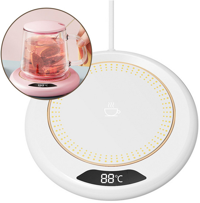 다용도 스마트 머그 인덕션 보온 워머 USB 컵워머 스마트 머그 워머 보온 컵 받침대, 흰색