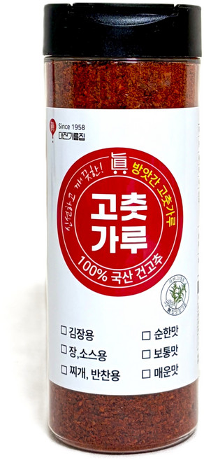 60년전통 대전기름집 용기포장 100% 국내산 햇 고춧가루 보통맛, 1개, 120g