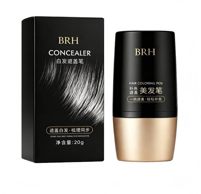 BRH 美髮筆 補色筆 染髮棒 白髮遮蓋筆, 1個, 【升級最新款】黑棕色+【升級最新款】自然, 品質保證｜安心選購
