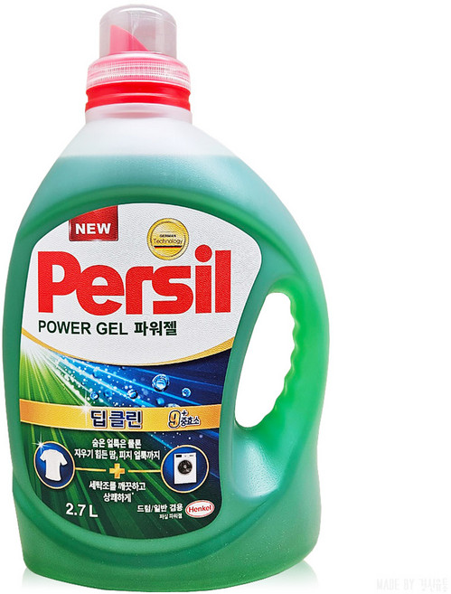 퍼실 딥클린 파워젤 플러스 9중효소 겸용 액상세제 본품, 2.7L, 3개