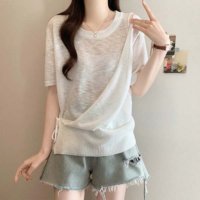 어반룩북 썸머 라운드넥 언발란스 아이스 에밀리 니트