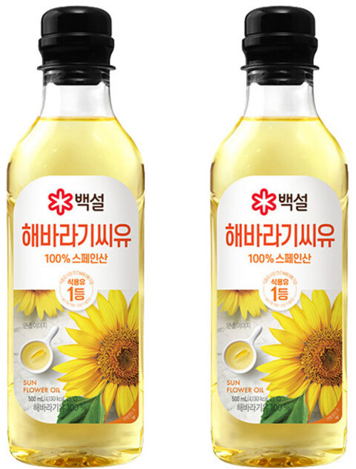 제일제당 백설 해바라기씨유 500ml x2개