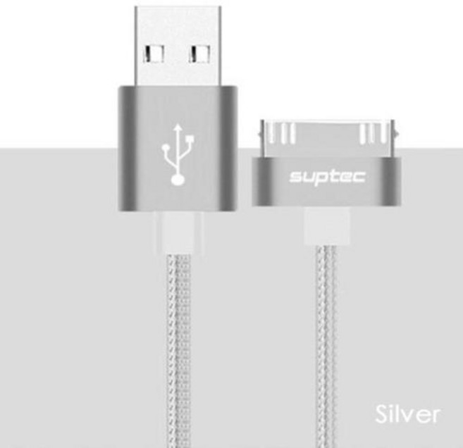 SUPTEC USB 고속 충전 케이블 아이폰 4 4s 3GS 3G 아이패드 1 2 3 아이팟 나노 터치 30 핀 오리지널 충전기 어댑터 데이터 동기화 코드, 0.25 메터, Silver, 1개