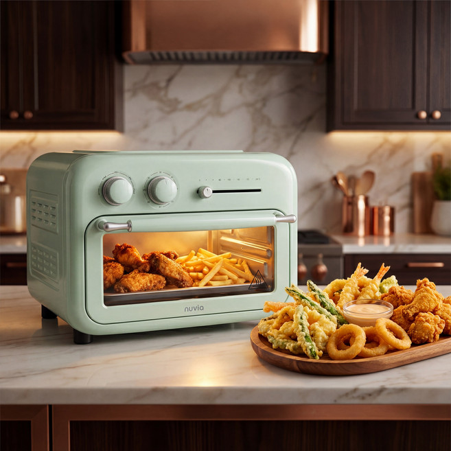 누비아 레트로 에어프라이어 오븐 12L 미니 전기 오븐 토스터기 가정용 홈베이킹 민트, 누비아민트, NAF-R12SB