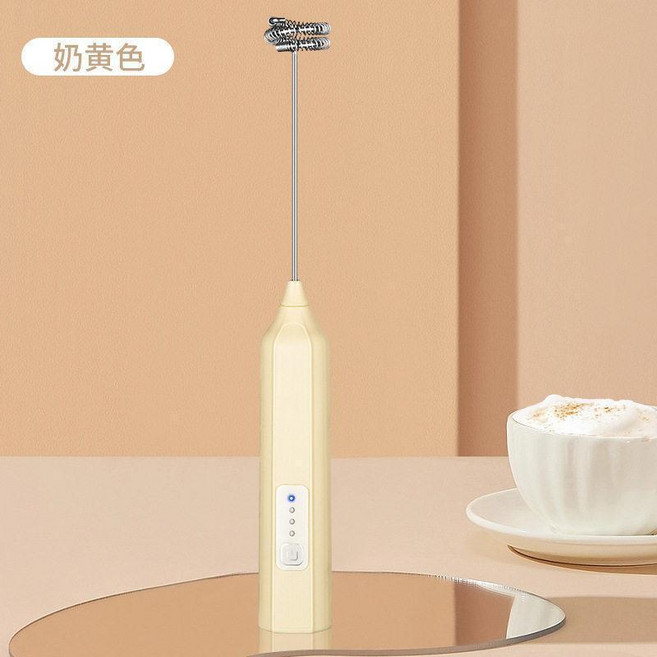 電動奶泡打蛋器 奶黃色, 1個