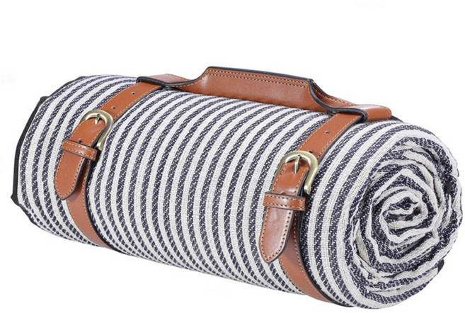 알루이 감성 돗자리 방수 피크닉 매트, 다크그레이 스트라이프