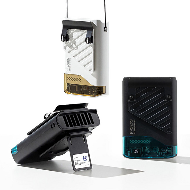 아웃도어 허리선풍기 핸디형 선풍기 휴대용 목걸이 선풍기 탁상겸용 캠핑 공사장 무선 C타입 강풍 5단 풍속 선풍기, 블랙