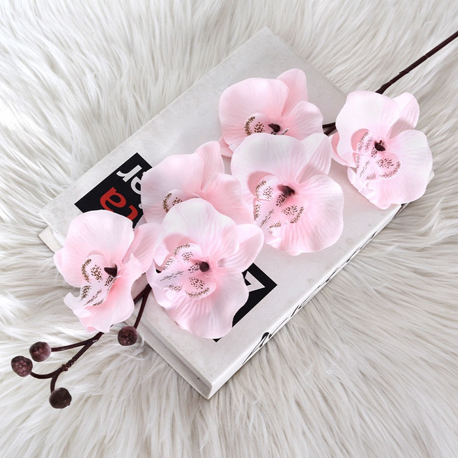 仿真蝴蝶蘭 假花 裝飾花 居家擺飾, 1個, 桃粉色