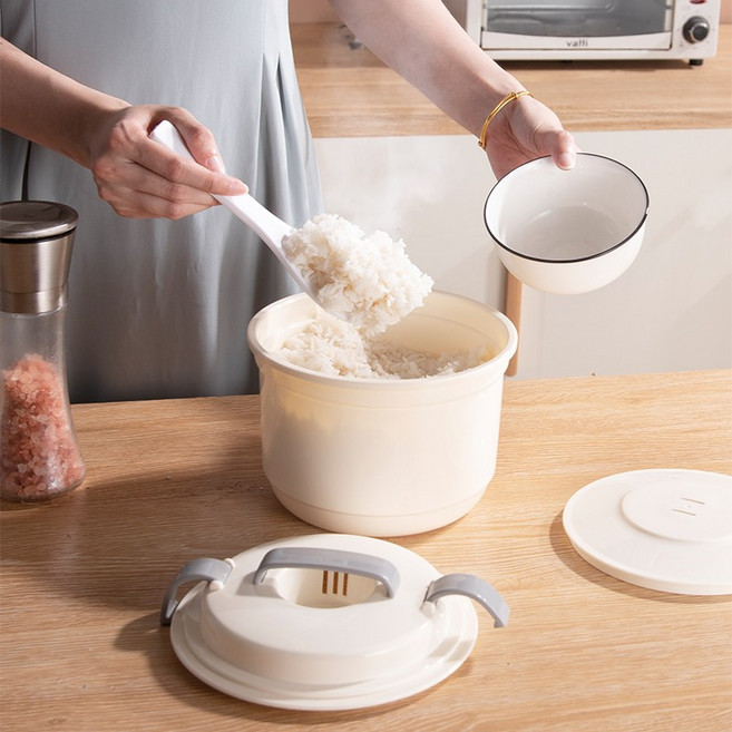 저당 밥솥 전자레인지 전용 공기밥솥 찜통 찜통 밥솥 가열 전용 용기 찜통 용품, 1개, 라지 화이트