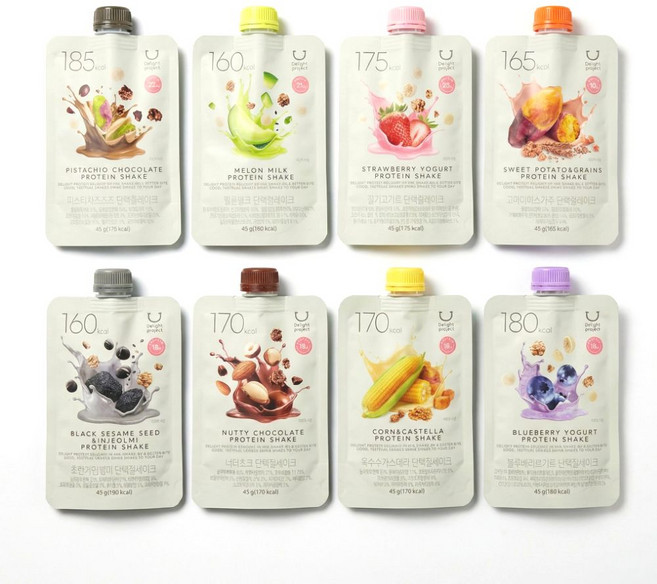 딜라이트 프로젝트 단백질쉐이크 8가지 맛보기 스타터 세트, 8개, 45g