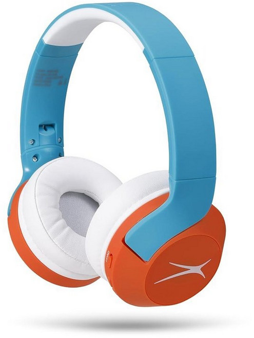 Altec Lansing Kid Safe 노이즈 캔슬링 무선 헤드폰 15H 배터리 85dB 볼륨 제한 접이식 디자인 강력한 사운드 액티브 노이즈 캔슬링 만 7세 이상, 터키석 오렌지
