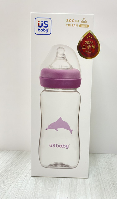 üS baby 寬口 TRITAN 奶瓶 300ml 安全材質, 白海豚, 1個