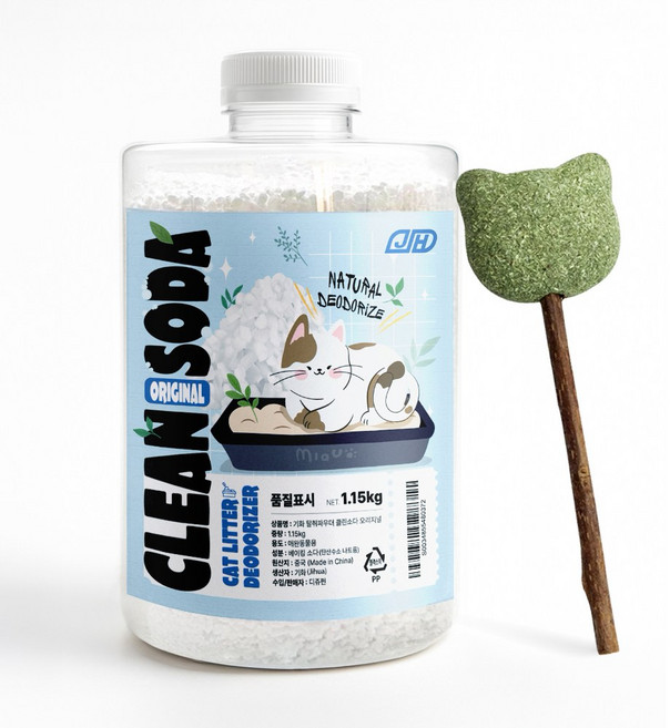 기화 고양이모래 케어세트 탈취제 클린소다 + 캣닢스틱, 1.15kg, 1