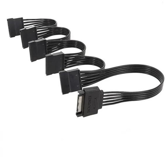 게임 컴퓨터 하드 디스크 파워 서플라이 용 Sata 15 핀 익스텐션 케이블 스플리터 8AWG, [03] 1 TO 5, 1개