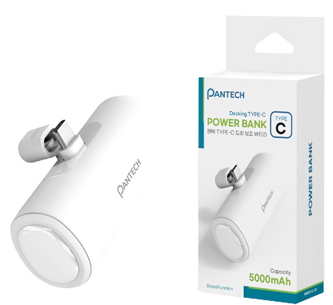 팬택 C타입 도킹 보조 배터리, USR-B2A-MINI5000, 화이트