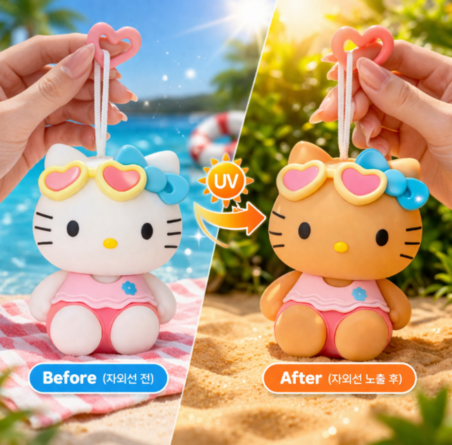 헬로키티 테닝 키링 귀여운 가방고리 인형 캐릭터 햇빛 변색 디자인 악세사리, 1개, kitty