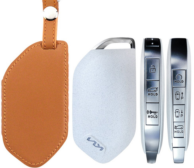 더조은셀러 기아 EV9 호환 키홀더 키케이스 스마트키 가죽 8버튼 Key-91, 브라운